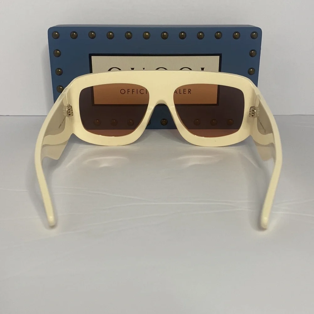 Gucci Rectangular Sunglasses with GG0983s Ivory - Gucci Eyewear